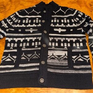 Lucky Brand Black and Gray Cardigan Sweater